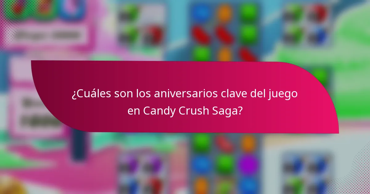 ¿Cuáles son los aniversarios clave del juego en Candy Crush Saga?